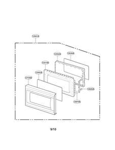 Door Parts Diagram and Parts List for MA1152W  LG Microwave