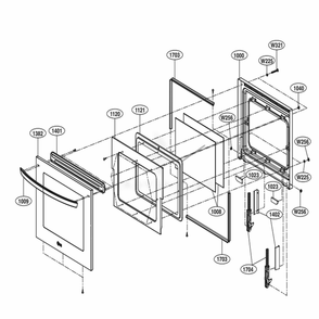 Door Parts Diagram and Parts List for LWS3063ST AS2LLGA LG Wall Oven