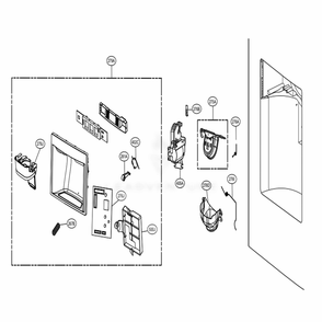 Dispenser Parts Diagram and Parts List for 73157 ASBCSE1 LG Refrigerator