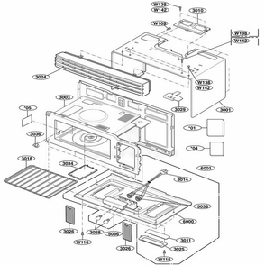 Oven Cavity Parts Diagram and Parts List for 80593 AS1ESEA LG Wall Oven