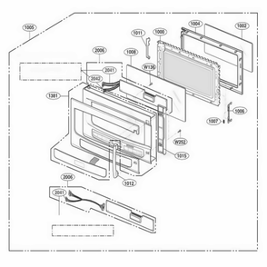 Door Parts Diagram and Parts List for LMVM2075ST AS2ELGA LG Microwave