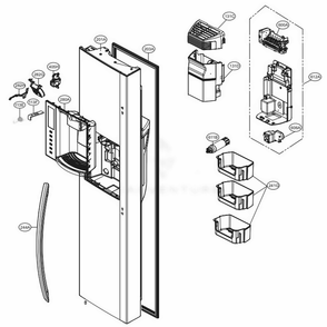 Freezer Door Diagram and Parts List for LSXS26366S ASTCNA5 LG Refrigerator