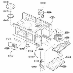 Interior Parts 1 Diagram and Parts List for TMH14XLT1 AB6EEST LG Range