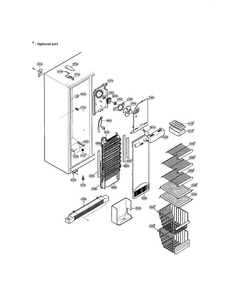 Freezer Compartment Diagram and Parts List for LRSPC2051BM  LG Refrigerator