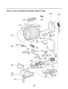 Drum And Motor Assembly Diagram and Parts List for RV10A9A18W ABWEEUS LG Dryer
