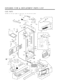 Case Parts Diagram and Parts List for GC-J288GSXM ASTCNA1 LG Refrigerator