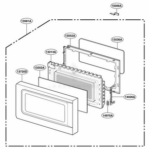 Door Parts Diagram and Parts List for JES1039WJ CWHEGEU LG Range
