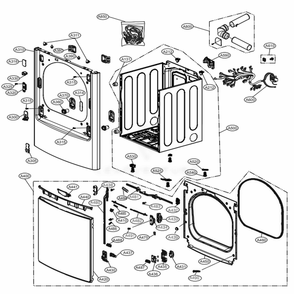 Cabinet And Door Assembly: Gas Type Diagram and Parts List for DLGX7711VE ASSEEUS LG Dryer