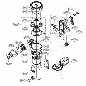 Handle Assembly Diagram and Parts List for A908VMR DVWELGA LG Upright Vacuum
