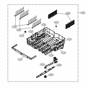 Upper Rack Assembly Diagram and Parts List for LDP6809BD ABDESNA LG Dishwasher