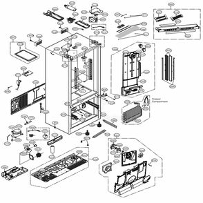 Case Parts Diagram and Parts List for 73165 ANSCSE0 LG Refrigerator