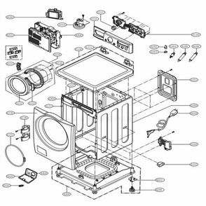 Cabinet And Control Panel Assembly Diagram and Parts List for 41283 ASTESEU LG Washer