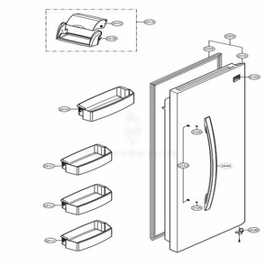 Refrigertor Door Diagram and Parts List for 51026 ATI1SER LG Refrigerator