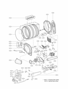 Drum And Motor Assembly Parts Diagram and Parts List for 79691283310  Kenmore Dryer