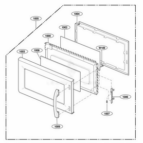 Door Parts Diagram and Parts List for 80012 CW1ESEA LG Wall Oven