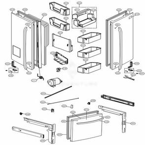 Door Parts Diagram and Parts List for 73059 AWBCSE1 LG Refrigerator