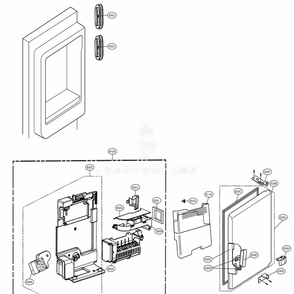 Ice Maker And Ice Bin Parts Diagram and Parts List for LFXS30796D ASBCNA0 LG Refrigerator