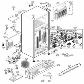 Case Parts Diagram and Parts List for 79303 AST1SER LG Refrigerator