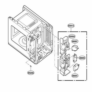 Latch Board Parts Diagram and Parts List for GSC6001 MWEGSC LG Range