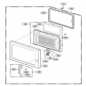 Door Parts Diagram and Parts List for RFS18MPS AST6AMA LG Range