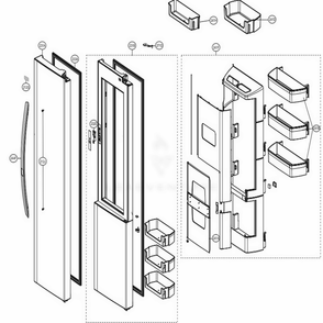 Refrigerator Door Diagram and Parts List for 51869 AWBCSE1 LG Refrigerator