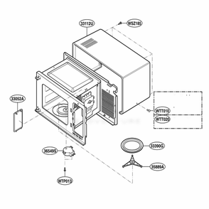 Oven Cavity Parts Diagram and Parts List for KCMS1555RBL CB1EKAD LG Range