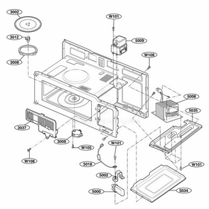 Interior Parts 1 Diagram and Parts List for 80593 AS1ESEA LG Wall Oven