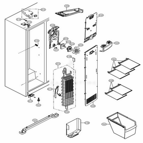 Freezer Compartment Diagram and Parts List for LSXS22423W ASWCNA0 LG Refrigerator