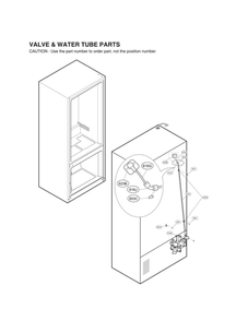 Valve And Water Tube Parts Diagram and Parts List for LMXC23796S 01 LG Refrigerator