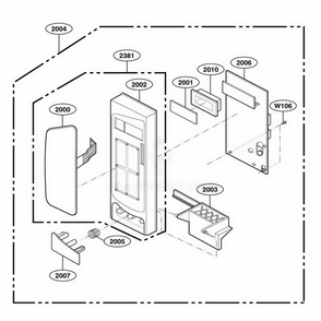 Control Parts Diagram and Parts List for 62212201 CW1ESEA LG Range