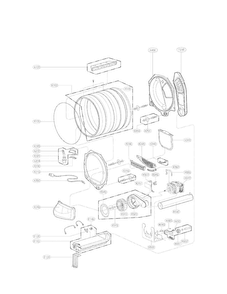 Drum And Motor Assembly Parts Diagram and Parts List for DLE1101W  LG Dryer