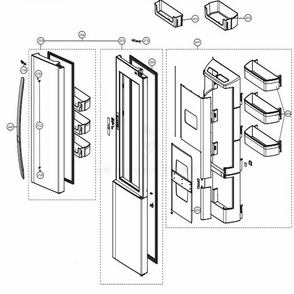 Refrigerator Door Diagram and Parts List for LSXS26466S ASTCNA2 LG Refrigerator