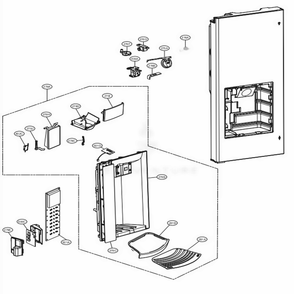 Dispenser Parts Diagram and Parts List for LFX25974SB AWBCNA6 LG Refrigerator