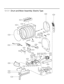Drum And Motor Assembly Diagram and Parts List for DLE7150WA ABWEEUS LG Dryer