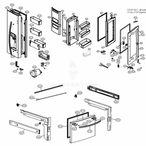 Door Parts Diagram and Parts List for LFXS26596D ASBCNA2 LG Refrigerator