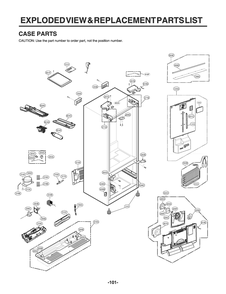 Case Parts Diagram and Parts List for GR-L228NSSM ASTCNA2 LG Refrigerator