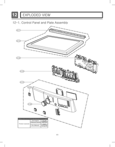 Control Panel And Plate Assembly Diagram and Parts List for RV1089A1 ABWESEU LG Dryer