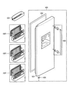 Freezer Door Parts Diagram and Parts List for LRSCS21935SB  LG Refrigerator