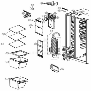 Freezer Compartment Diagram and Parts List for LSXS26326W ASWCNA3 LG Refrigerator