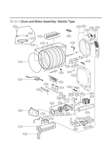 Drum And Motor Assembly Diagram and Parts List for RV13U7JS8WL APBEEUS LG Dryer