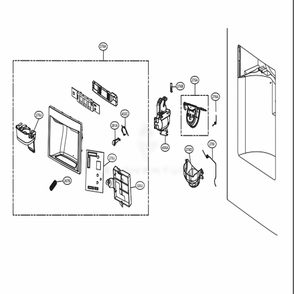 Dispenser Parts Diagram and Parts List for 74025 ANSCSE2 LG Refrigerator