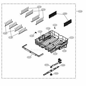 Upper Rack Assembly Diagram and Parts List for LDT7797ST ASTEEUS LG Dishwasher