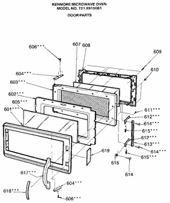 Door Diagram and Parts List for 7218915081  Kenmore Microwave