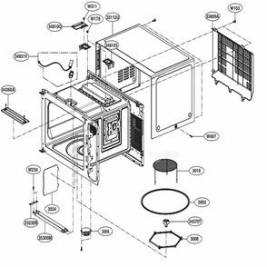 Oven Cavity Parts Diagram and Parts List for MH1536GIR CBKELEC LG Range