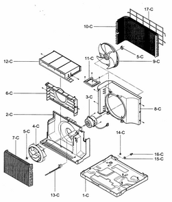 Air Handling/cycle Parts Diagram and Parts List for 58074125400  Kenmore Air Conditioner