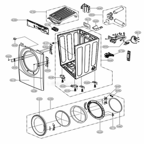 Cabinet And Door Assembly Electric Type Diagram and Parts List for DLEX3700R ACREEUS LG Dryer