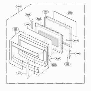 Door Parts Diagram and Parts List for LMV2053ST ASBELGA LG Microwave