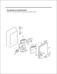 Ice Maker And Ice Bin Parts Diagram and Parts List for GR-L24GHSJM ASTCNA0 LG Refrigerator