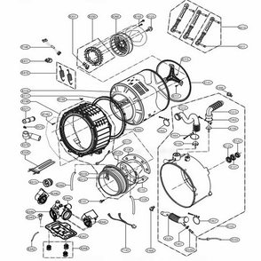 Drum And Tub Assembly Diagram and Parts List for 42198 APBESEU LG Washer