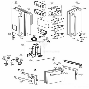 Door Parts Diagram and Parts List for LFXS24623B AWBCNA1 LG Refrigerator